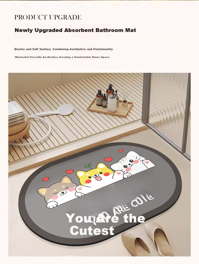 Simple American Style Bathroom Non-Slip Water Absorption Mat Toilet Entrance Quick-Dry Floor Mat 40*60cm 2