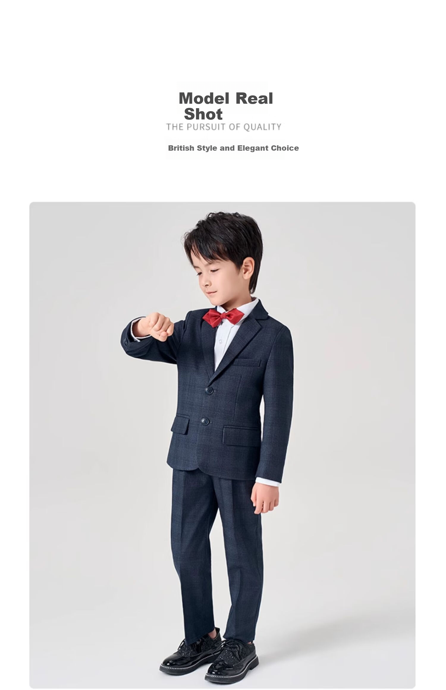 Romon Children's Suit Set Boys British Style Blazer Navy Plaid 150 12