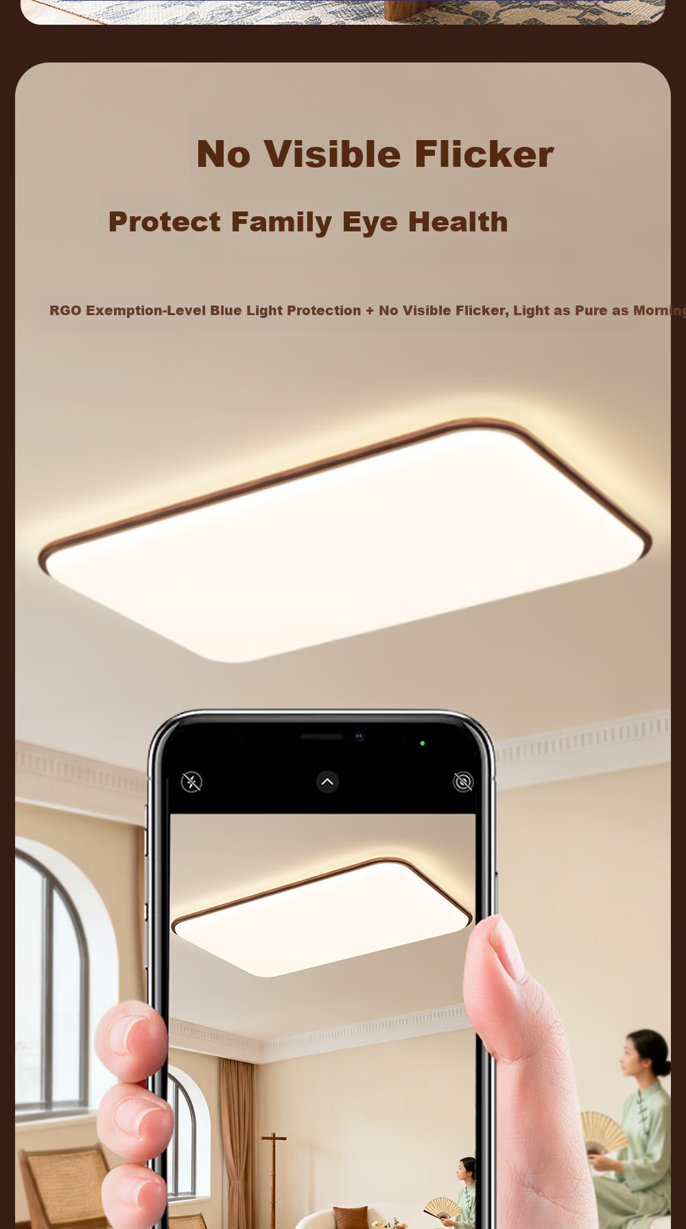 Kuka LED Ceiling Light Vintage Style Eye Protection Ultra-thin PRi Living Room Bedroom Lamp 40CM Round - Three Colors [Installation Included] 9
