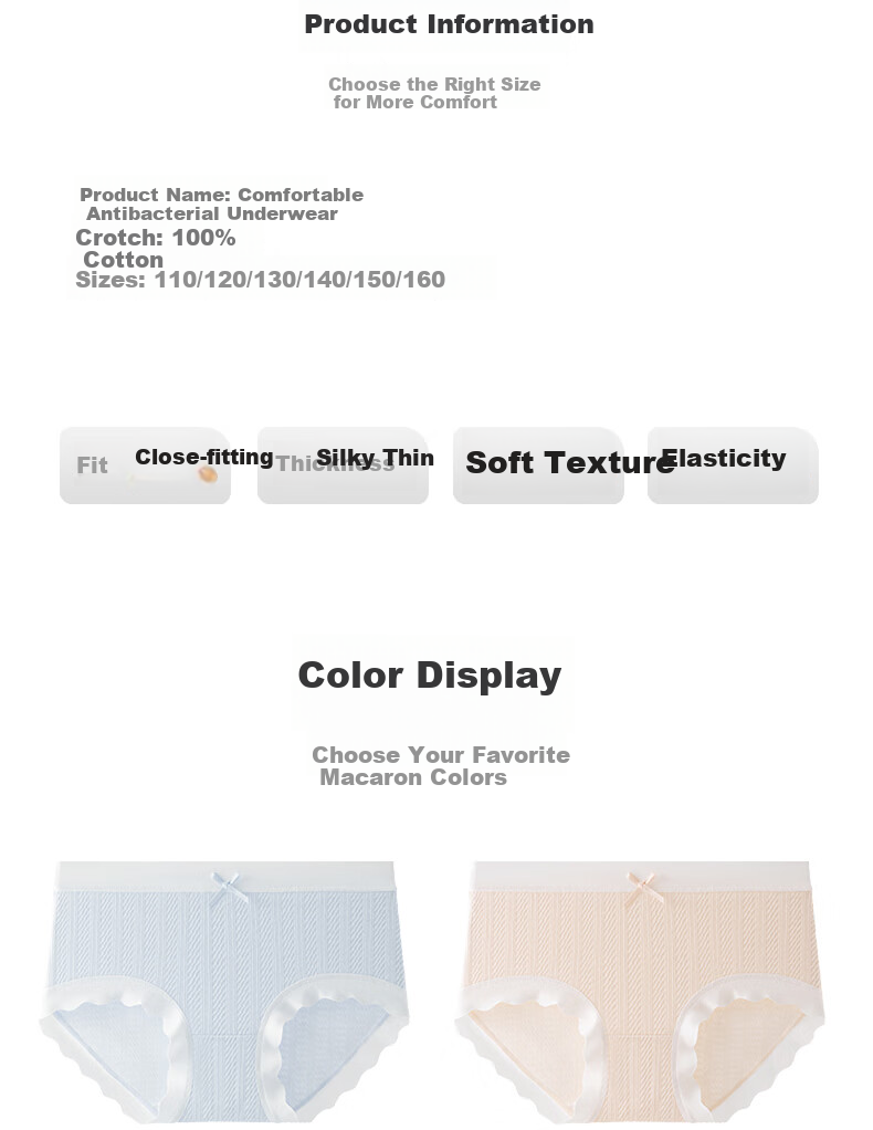 Langsha Girls' Cotton Briefs for Children, Junior High School, Triangle Underwear, Mid to Large Size, Developmental Stage, Class A 10