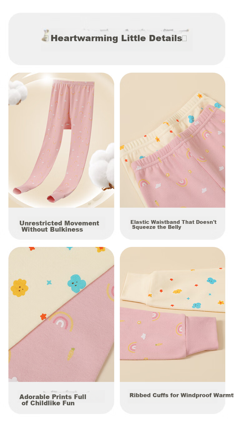 Hodohome Kids Girls Cotton Thermal Antibacterial Warm Pants Mid-Large Children Cotton Fleece Sleepwear 172 130 15