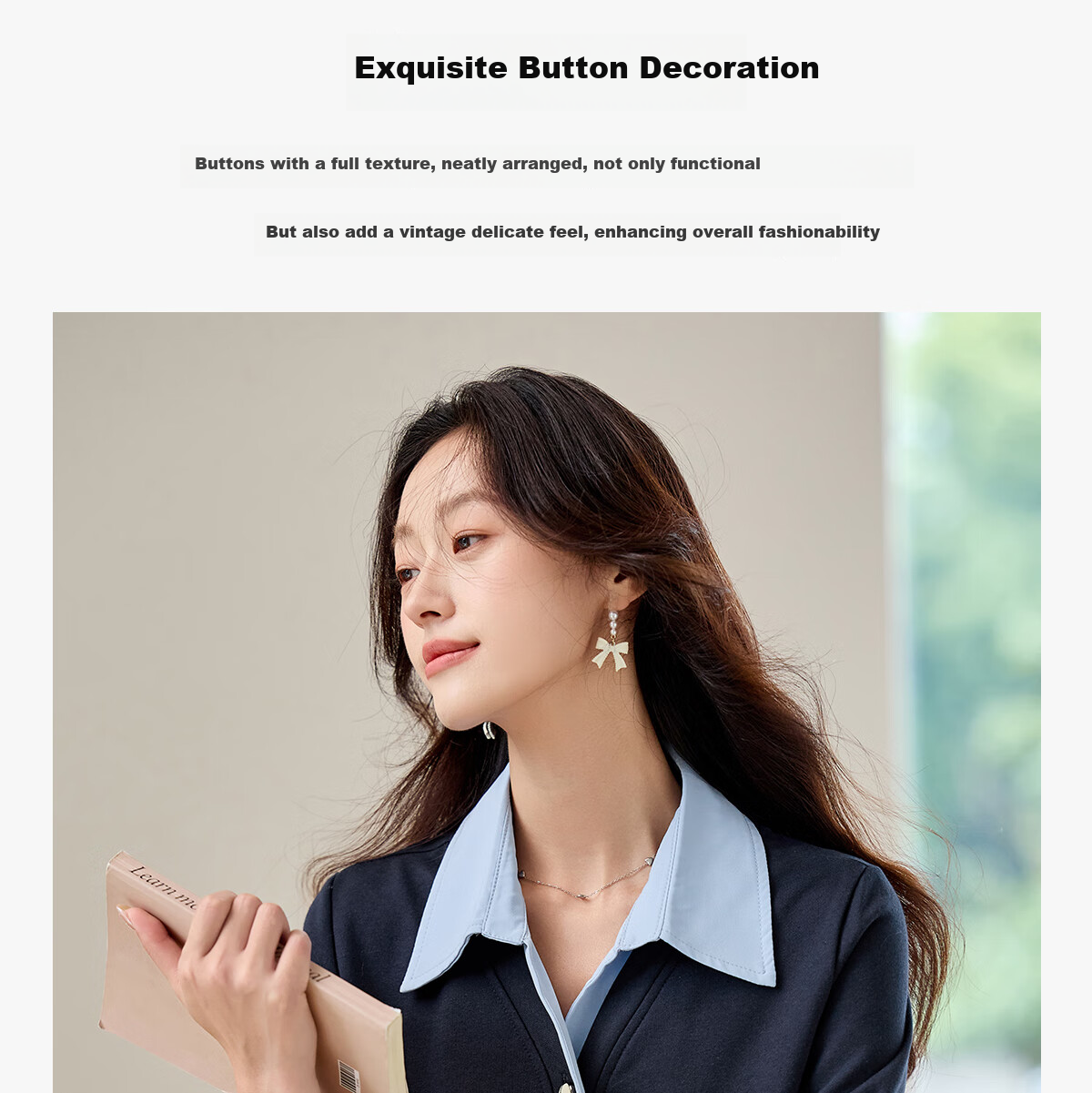 PinCai Women's Long Sleeve Shirt Color-Block Design Fake Two-Piece Layered Stylish Top P53S046 6