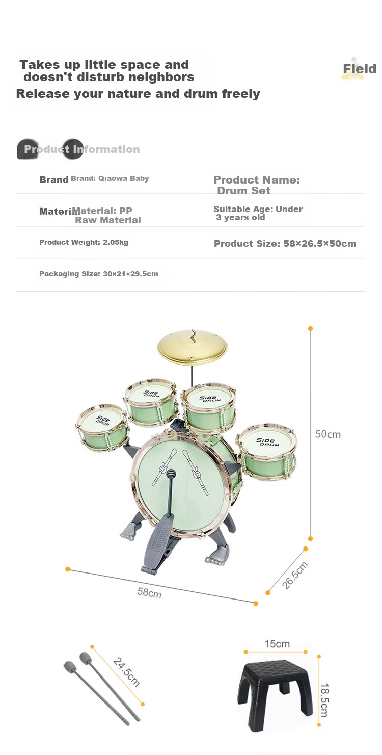 QIAO WA BAO BEI Drum Set for Home Use, Children Beginners Practice Kit, Entry-Level Professional Toy, Birthday Gift for Boys And Girls, Mid-Autumn Festival Present 20