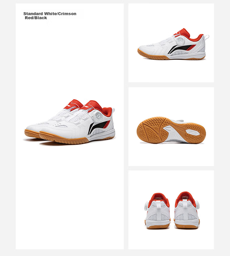 LI-NING Kids Table Tennis Shoes Youth Professional Rubber Sole Training Competition Sports Shoes Standard White/Flame Red Size 31.5 10