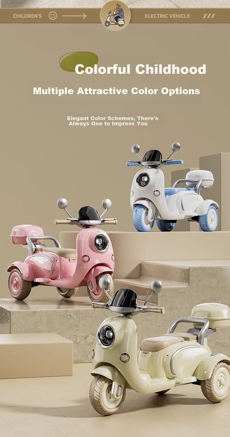 Goodbaby Smart Children's Electric Motorcycle Ride-On Remote Control Toy Car for Boys and Girls Baby Double Seat Tricycle Gift 13