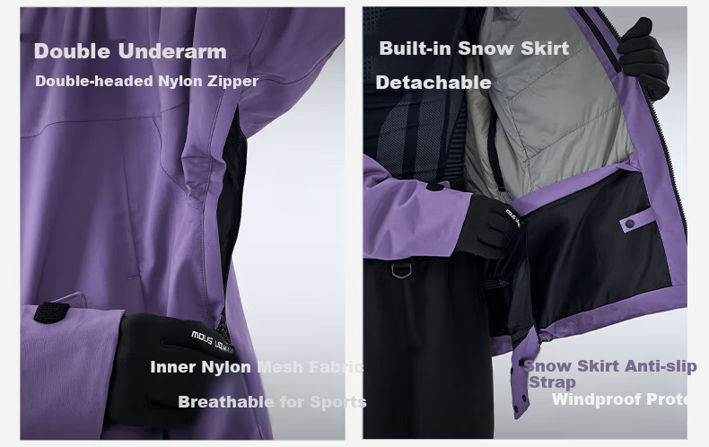 Nanend Skyline Unisex 3L Waterproof Arc Ski Jacket Cream Blue XS 11