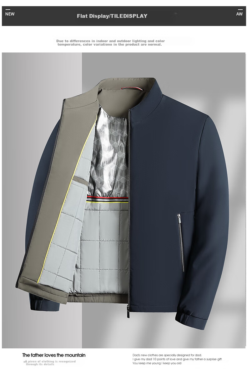 TUCANO Padded Men's Autumn Winter Short Thickened Stand Collar Jacket Middle-aged and Elderly Executive Dad's Coat 9