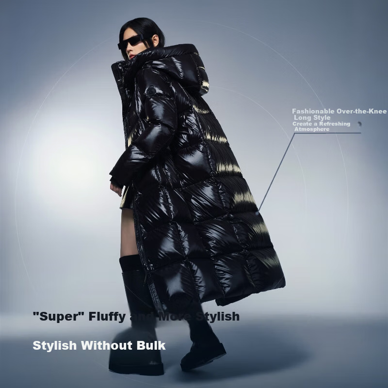 BOSIDENG Off-Season Puff Down Jacket Women's Winter Goose Down Thickened Detachable Hood Loose Oversized Long Lazy Style Coat