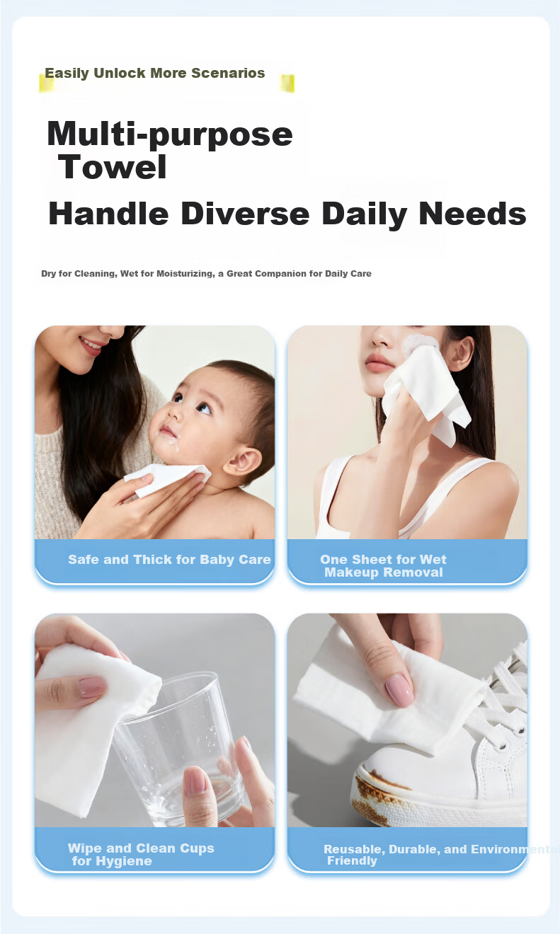 Beianshi Disposable Pure Cotton Facial Wipes Large Size Large Capacity Small Portable Pack Cotton Soft Towels 80 Sheets/Pack * 3 6