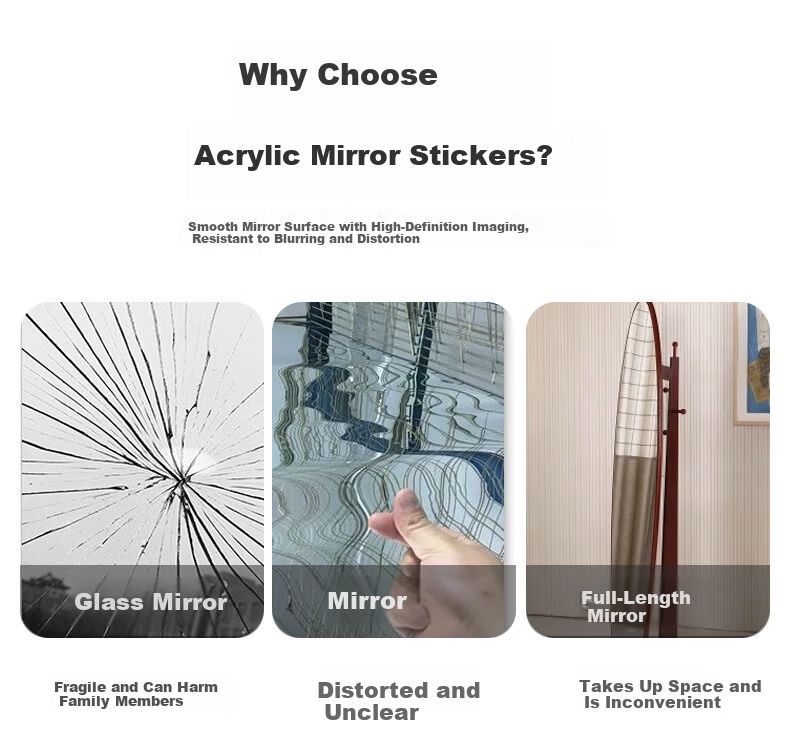 Xiaojiangcai Acrylic Soft Mirror Wall Sticker Self-Adhesive Full-Length Dressing Mirror for Home Dormitory 30x80cm 5