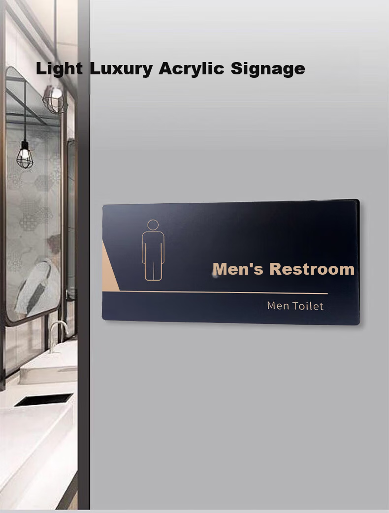 Yiju Changning New Acrylic Black Gold Bathroom Sign Male Restroom 22*11cm 1