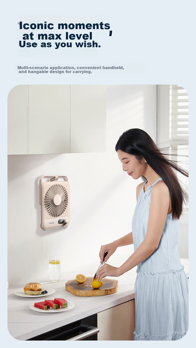 MINISO Mini USB Rechargeable Desktop Fan Ultra-thin Foldable Portable Quiet Energy-saving Small Office Fan 17