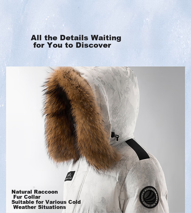 BOSIDENG Extreme Cold Goose Down Jacket Unisex Couple Thickened Long Winter Coat with Large Fur Collar 29