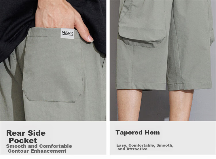 MARK FAIRWHALE Men's Summer Loose Lightweight Seven-Point Shorts Large Size Stretch Casual Quick-Dry Work Pants 2