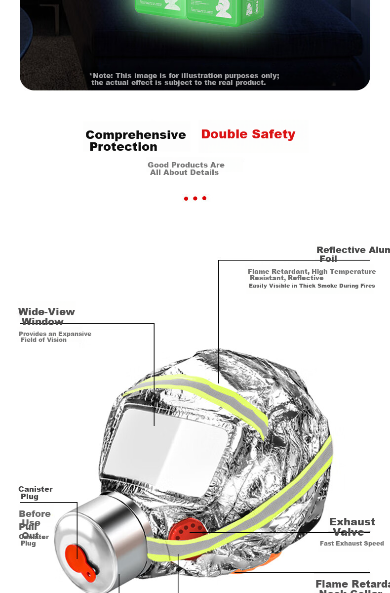 Xinghua'an Children's Silicone Glow-in-the-Dark Firefighting Gas Mask Smoke Protection 3C Escape Respirator 11