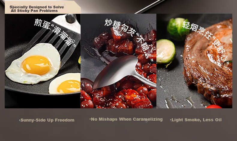 Royalstar Ceramic Non-Stick Stir-Fry Pan Lightweight Titanium Cooking Wok Low Oil Smoke Compatible with Induction and Gas Stoves 30CM 10