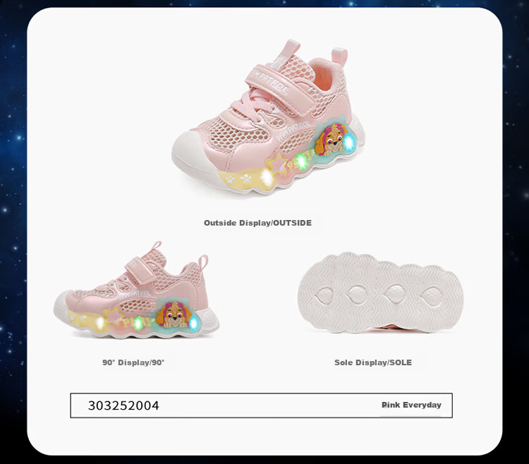 PAW PATROL Casual Shoes, Large Mesh Breathable, Summer New Style Children's Sneakers, Lightweight Comfortable Soft-Soled Versatile Light-Up Walking Shoes 16