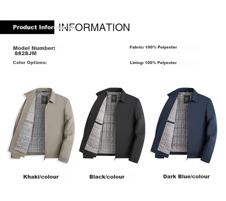 ROMON Executive Jacket Men's Spring and Autumn Casual Lapel Coat Middle-aged and Elderly Dad Style 2539 Black 4XL 17