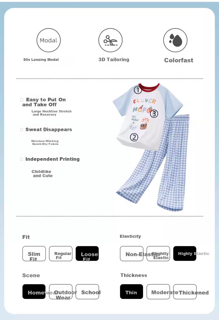LangSha Kids Modal Pajama Set Boys Homewear Parent-Child Plaid Stylish Baby 5