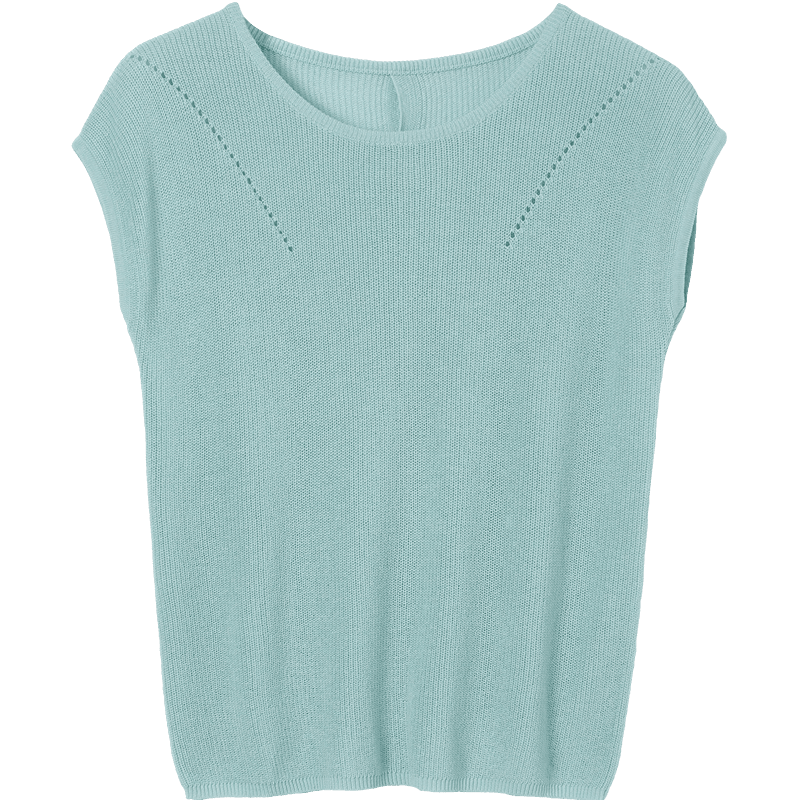 Demana [With Linen Lyocell] Summer Minimalist Round Neck Raglan Short Sleeve Buttoned Slim Knit Top for Women Premium Feel