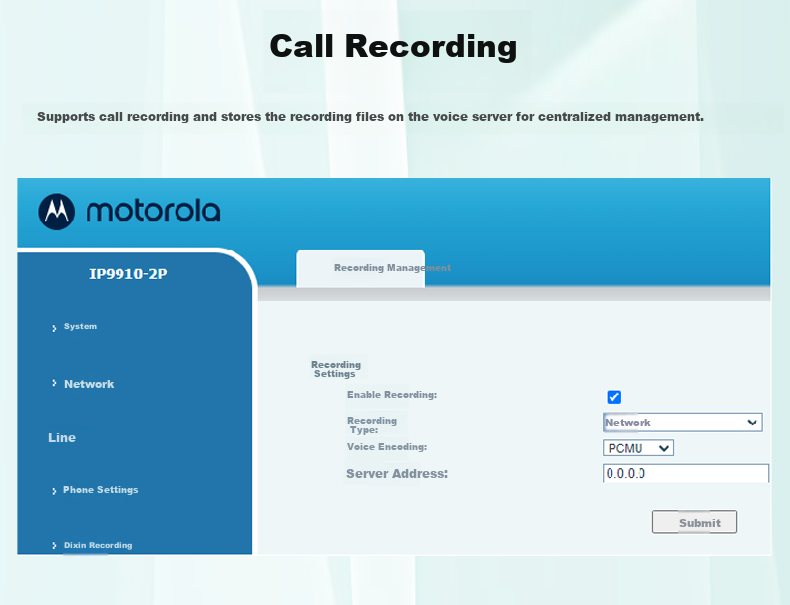 Motorola IP Phone Network Phone 100Mbps VOIP Desk Phone SIP Phone Office Fixed Phone Internal Intercom Compatible with Mainstream IPPBX IP9910-2 6