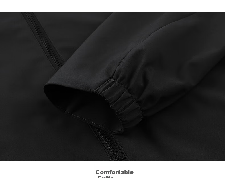Seven Wolves [Three-proof Thin Fleece] Men's Jacket Spring Autumn Windproof Stand Collar Casual Men's Outerwear Black 4XL (190) 10