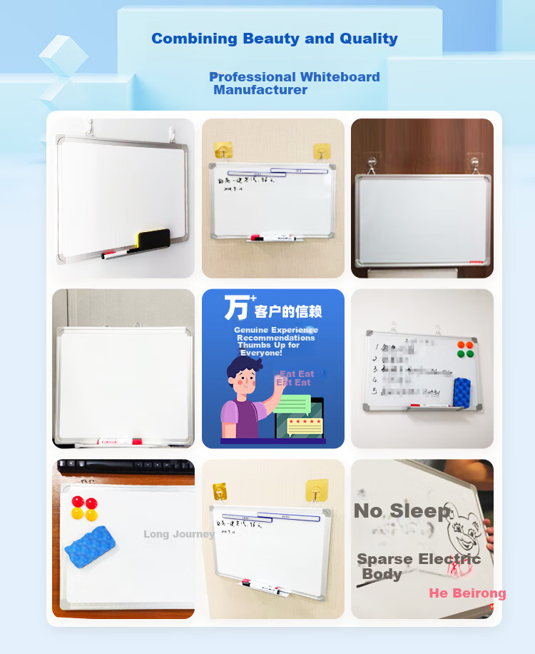 BBNEW 100x150cm Solid Fiberboard Core Whiteboard Easy-to-Erase Magnetic Office Teaching Meeting Wall-Mounted Writing Board Home Kids Blackboard NEWXW100150 1