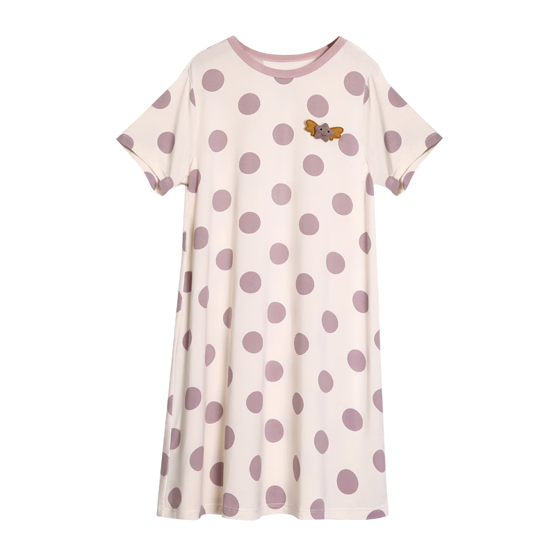 Hodohome Summer Cool 50s Modal Girls' Short Sleeve Pajamas Sleepwear Dress for Home and Outdoor Wear