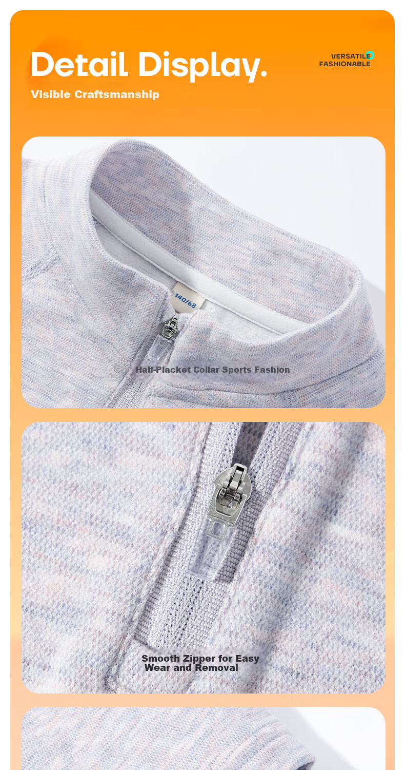 JEANSWEST Nuonuo Girls' Long Sleeve T-Shirt Autumn Winter Children's Sports Fleece-Lined Warm Boys' Outdoor Training Top 11