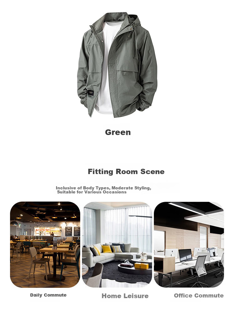 ROMON Spring Autumn Fashion Hooded Jacket Men Simple Business Versatile Outdoor Casual Jacket Coat 4