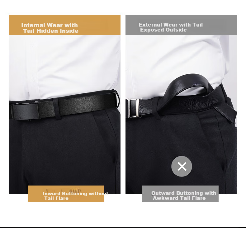 Aokang Men's Premium Cowhide Leather Business Ratchet Belt Casual Fashion Waistband Gift 6