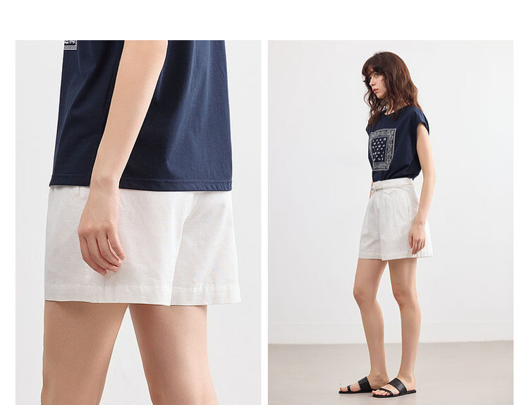 Demana [With Linen Cotton] Summer Simple Commuter Loose Shorts Slim Fit Versatile Women's Casual Pants 7