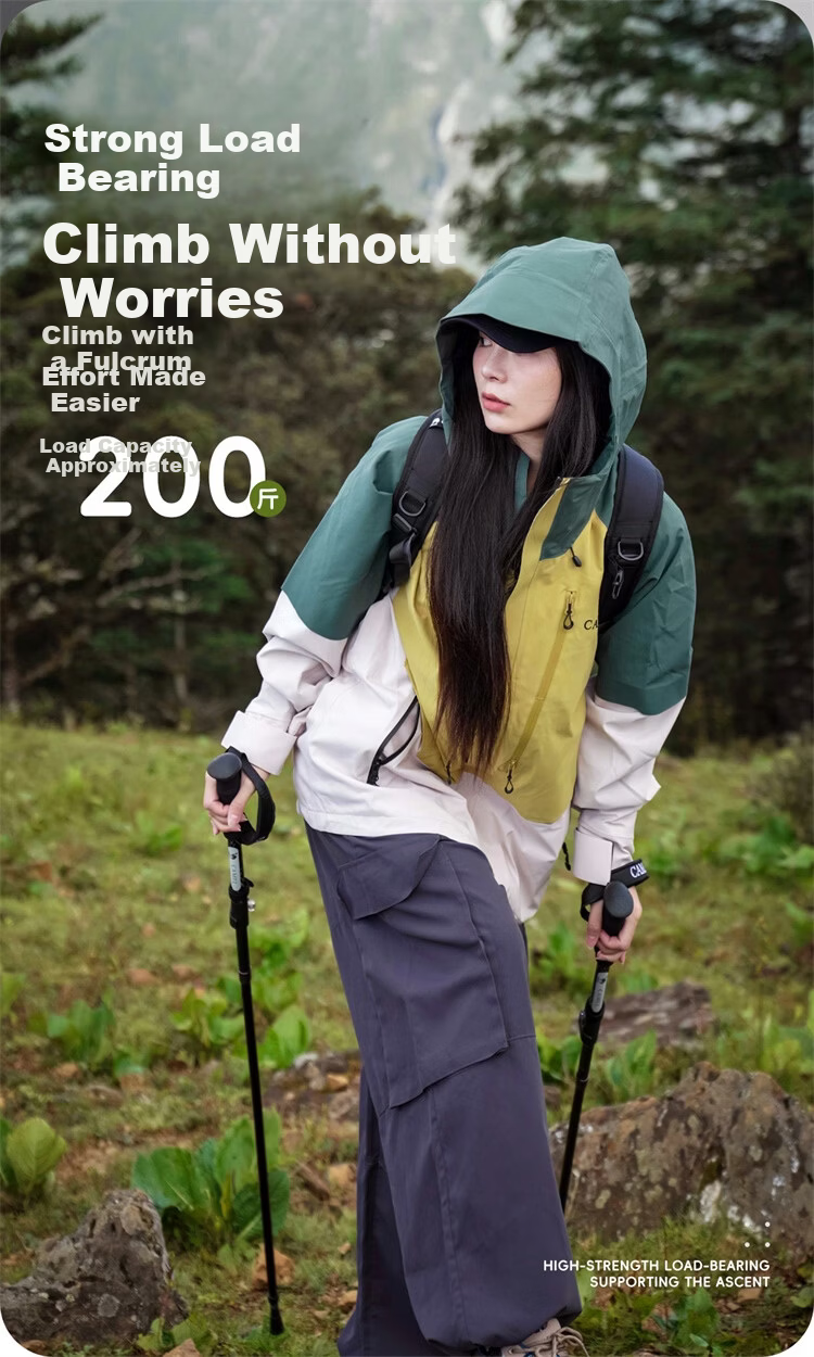 CAMEL Outdoor Hiking Pole Lightweight Foldable Aluminum Alloy Walking Stick Trekking Equipment Elderly Anti-Slip Cane P672 4