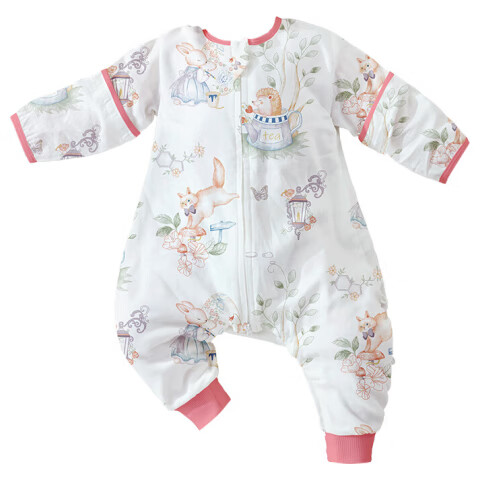 Beitaisi Baby Sleeping Bag Spring And Autumn Bamboo Cotton Gauze Baby Sleepwear Split-Leg Children's Anti-Kick Blanket Sleeping Bag Front 6 Back 4 Joe Rabbit M