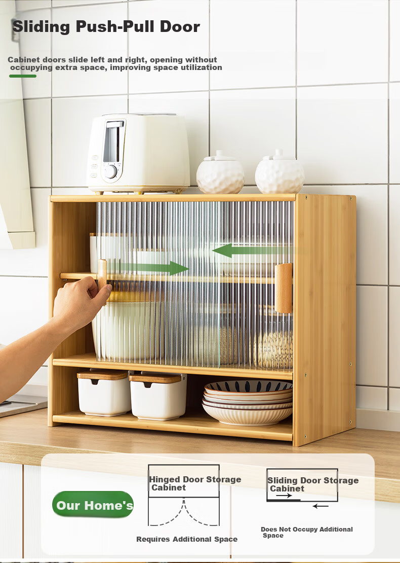 Lao Zhu Craftsman Kitchen Countertop Storage Rack Cup Holder Multi-layer Desktop Organizer Spice Rack Cabinet 55cm Length 7