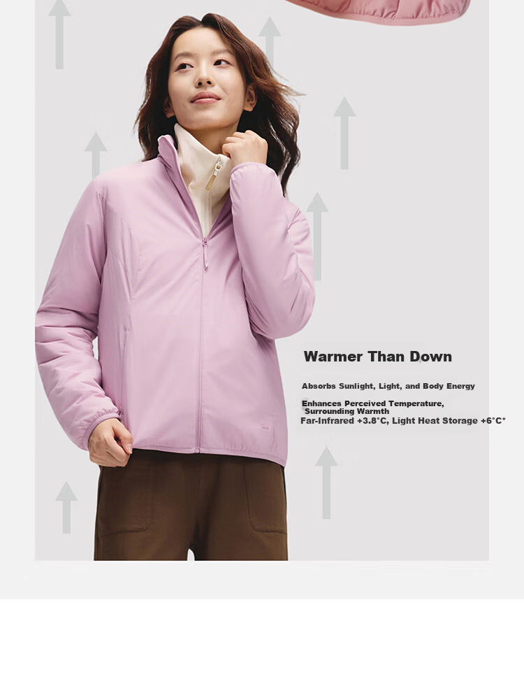 Beneunder Women's Lightweight Quick-Heat Warm Cotton Jacket with Fleece Stand Collar, Casual, Machine Washable, CL001, Lotus Pink, Size S 5