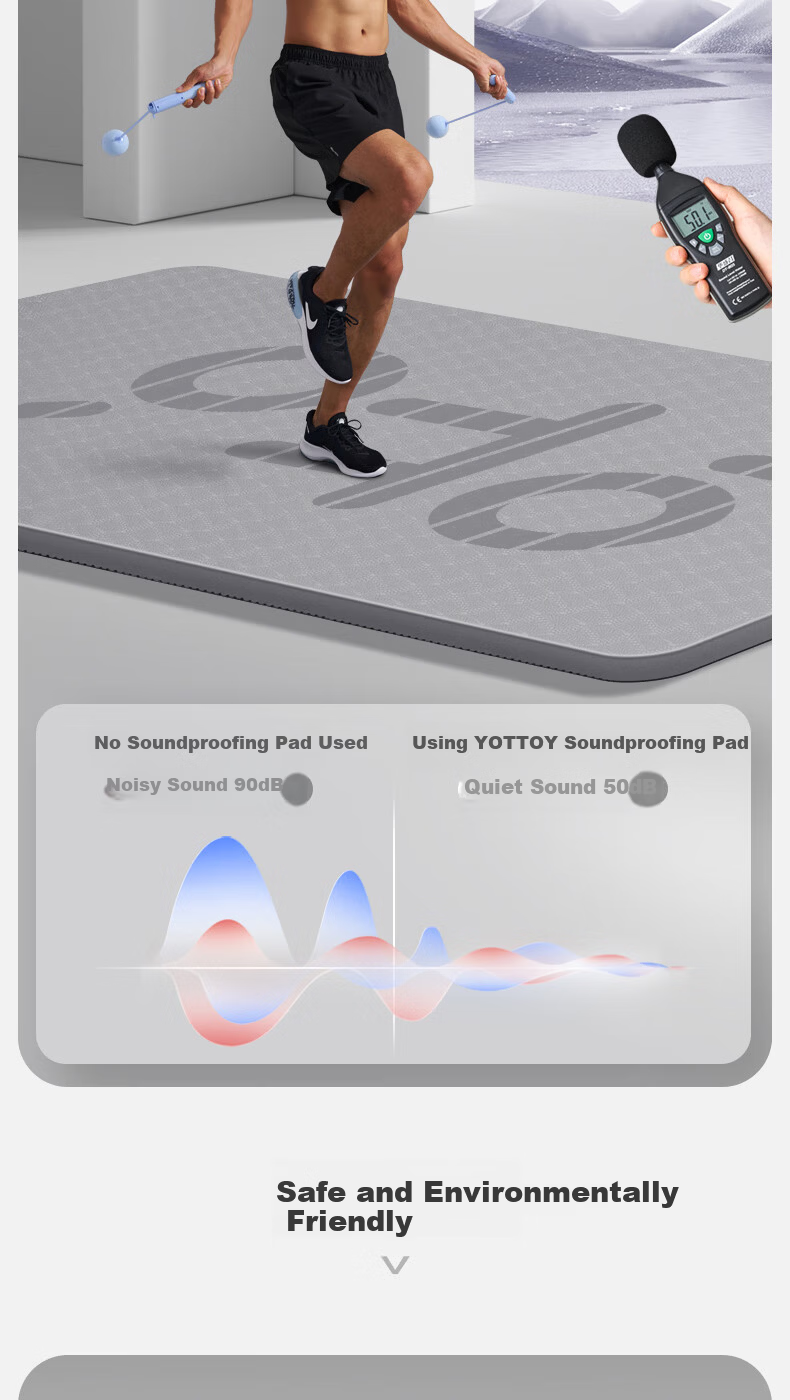 Yottoy Men's Yoga Mat Large Size TPE Thickened Wide Soundproof Shockproof Non-Slip Training Exercise Mat 10