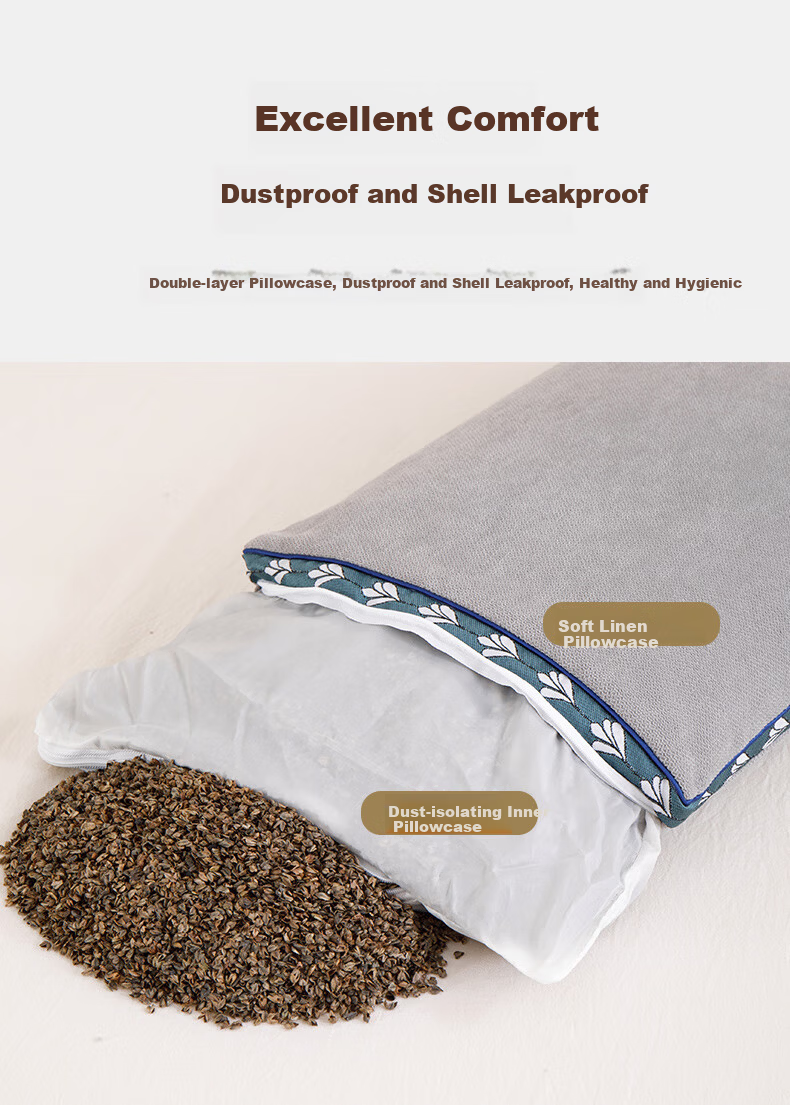 Crown Pure Cotton Buckwheat Pillow Neck Support Pillow Core 100% Buckwheat Hull Pillow Core Pillowcase Pillow Core Set of Two 11