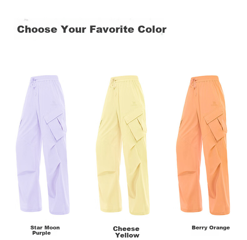 CAMEL Women's Outdoor Sun Protection Work Pants Ice Cooling Breathable Sports Casual Trousers Y26BA4L0016 Cheese Yellow L 11