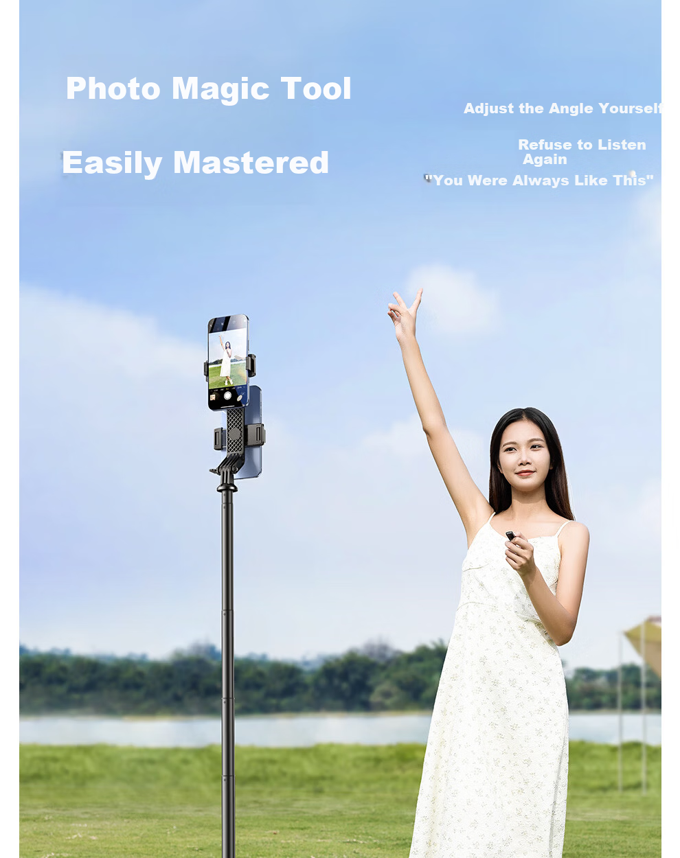 Xiaotian Mobile Phone Teleprompter Stand Live Streaming Tripod Portable Selfie Stick Floor Outdoor Selfie Tool Handheld Universal Vlog Shooting Phone Holder 9