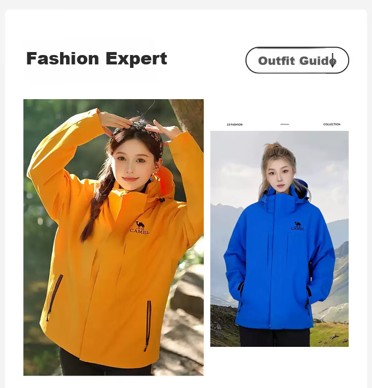 CAMEL Outdoor 3-in-1 Waterproof Windproof Hiking Mountaineering Jacket Unisex 2025 A35CA45253 M 1