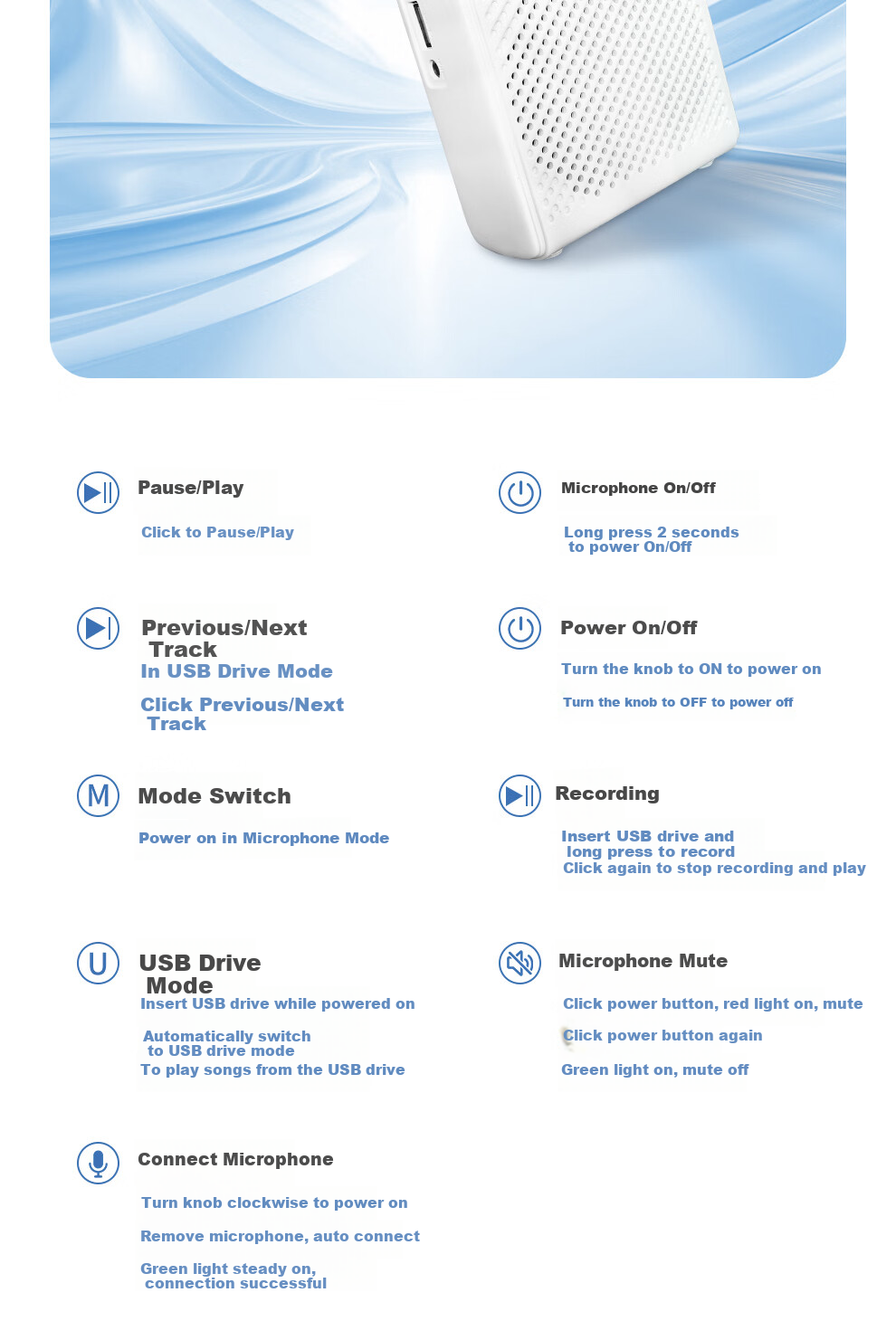 JiliMi Wireless Magnetic Clip-on Lavalier Microphone Mini Speaker Teacher Dedicated Bluetooth Speaker U Disk Anti-Howling Speaker Microphone Tour Guide Outdoor Waterproof K1 White 9