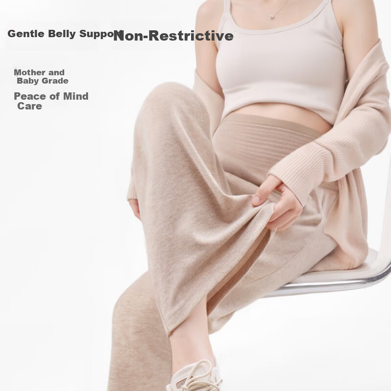 JOYNCLEON Maternity Pants Spring Summer Wide Leg Pants Comfortable Casual Maternity Wear Oatmeal L Jyk186430 2