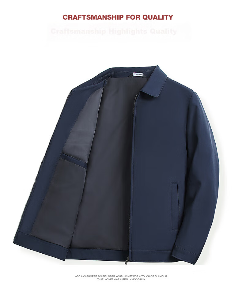 ROMON Men's Spring Autumn Business Casual Collar Executive Jacket MK21 Black 2XL 8