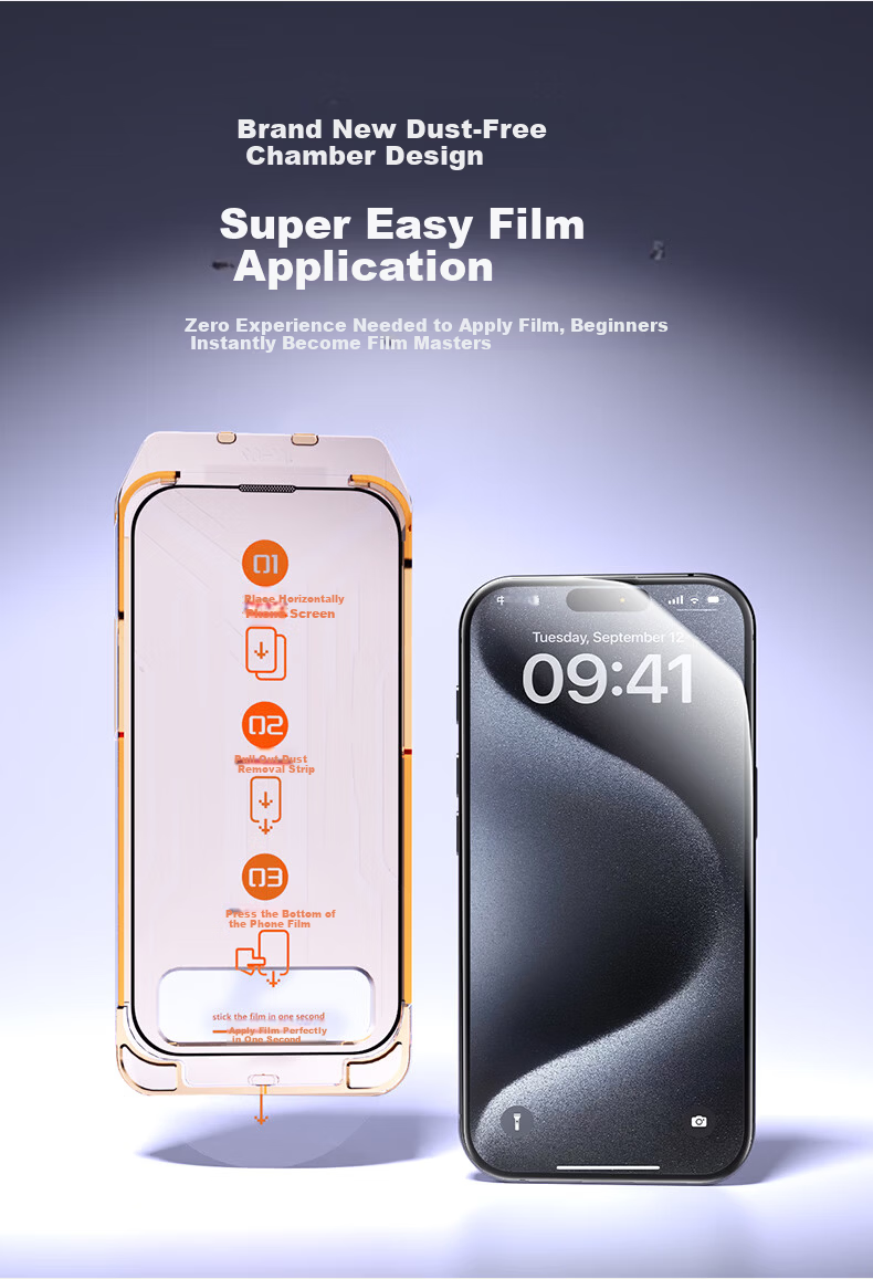 LANGLING [2-Pack] Tempered Glass Screen Protector for iPhone 17, Full Coverage HD Anti-Fingerprint Protective Film 3