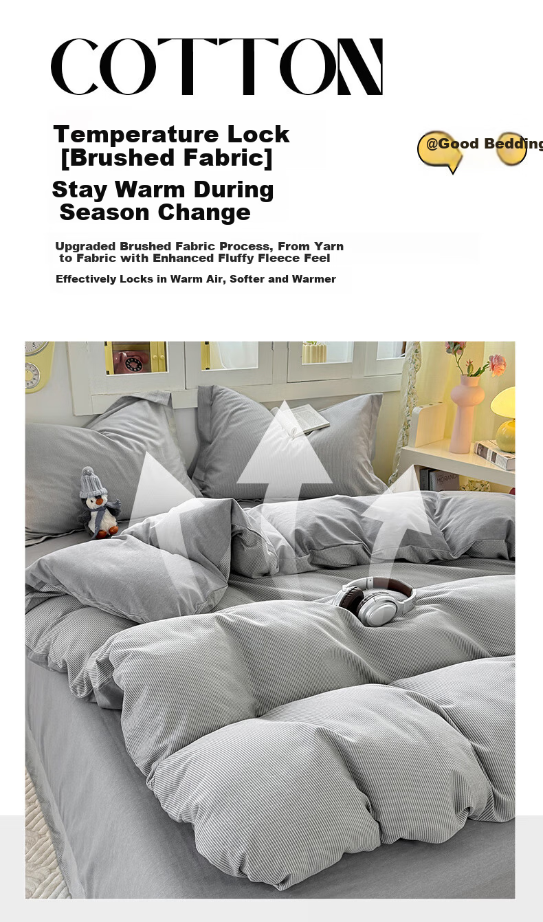 Grace Class A 7A Antibacterial Pure Cotton Duvet Cover 100% Cotton Brushed Cotton Student Dormitory Duvet Cover Moxing Elegant Gray 150*200cm 3