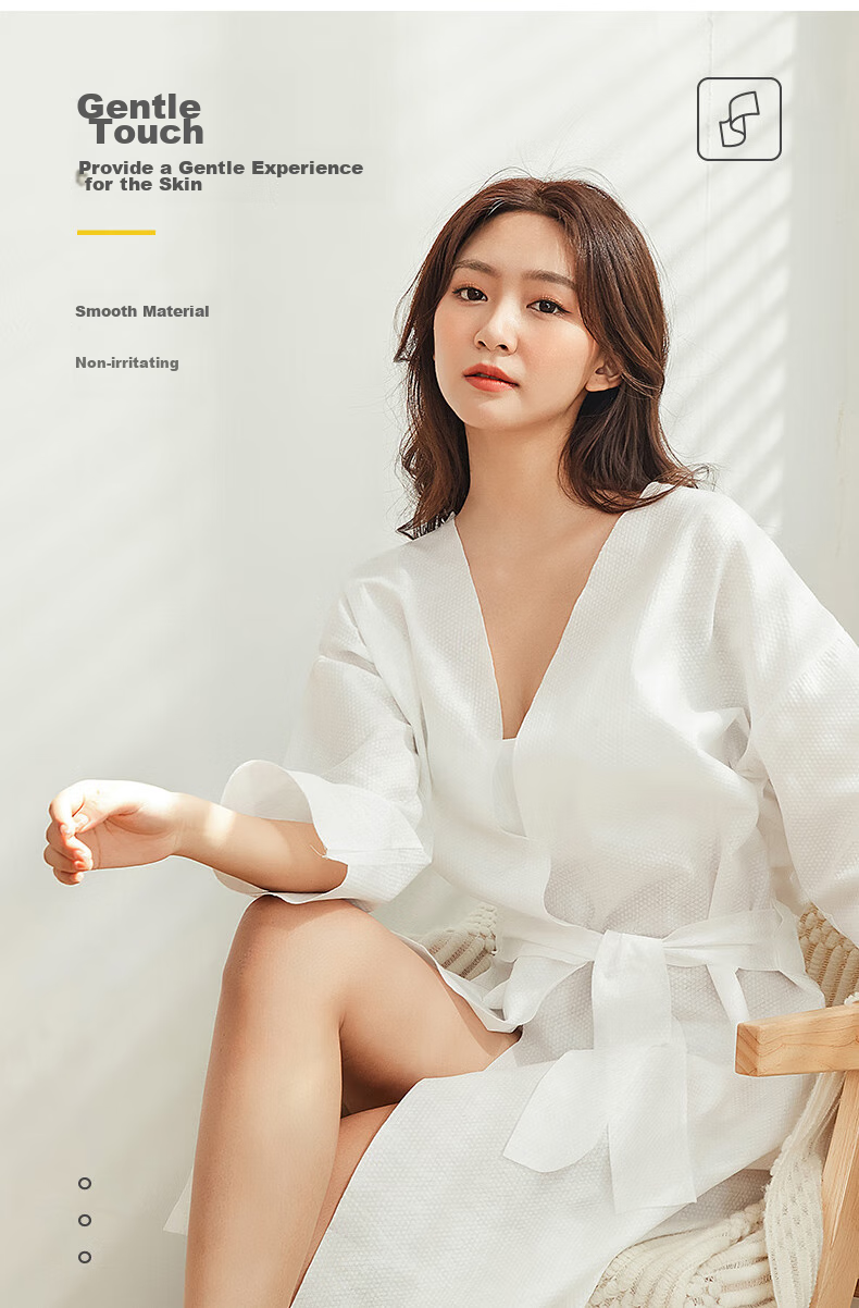 JOYTOUR Disposable Bathrobe, No-Wash Pajamas, Hot Spring Beauty Salon Bathwear, Travel Portable Essential, White Universal 6