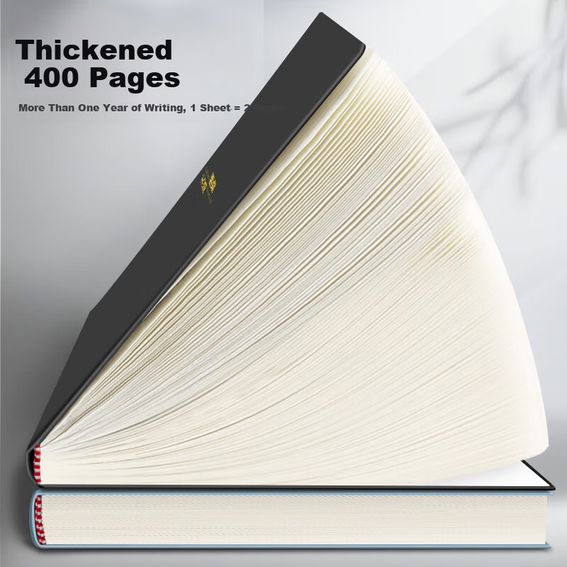 XINSHIDA A4 Large Thickened Notebook Study Graduate Exam Work Meeting High School Ruled Journal Diary Leather Cover Dark Green 400 Pages 2