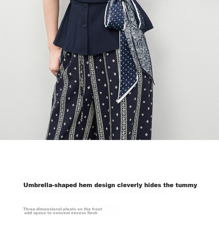 Shangdu Bila Linen Tencel Commuter Shirt Women Spring Summer Printed Tie Pleated Waist Slimming Blouse Turn-down Collar Top 10