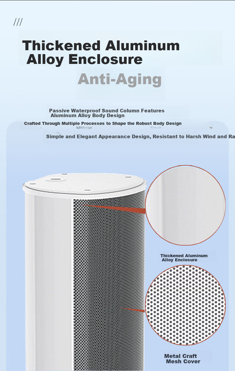 SAST 180W Outdoor Waterproof Column Speaker Outdoor Constant Voltage Wall-Mounted Speaker for School Shop Park Campus Background Music Public Address System Player 2